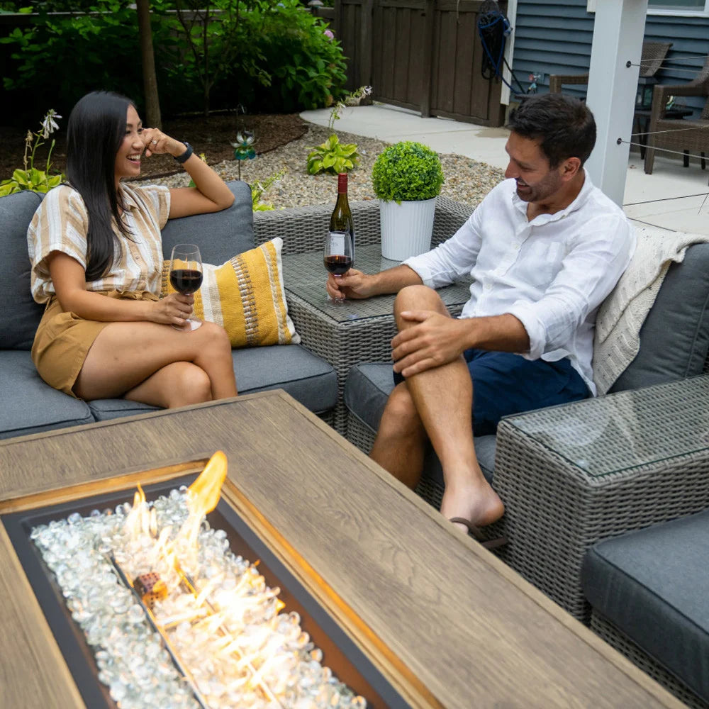 Rectangular Propane Outdoor Fire Table with Wood-Look Finish — product view 9